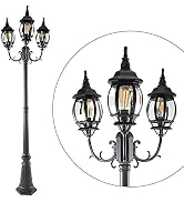 LUTEC LED Outdoor Post Light with Triple-Head, Hardwired Vintage Street Lights for Lawn Patio Yar...