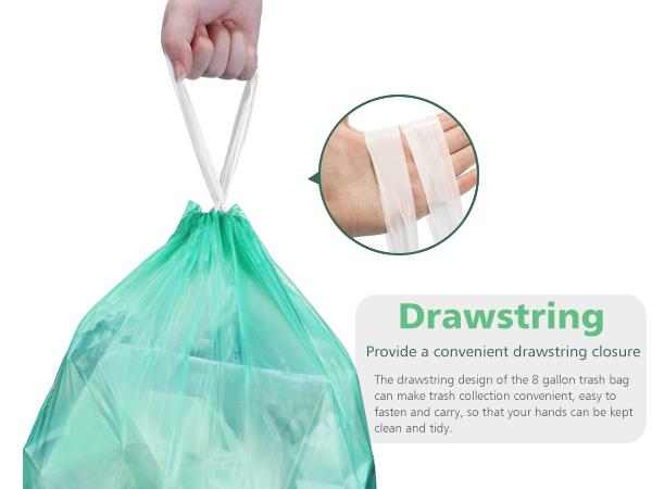 drawstring garbage bags 8 gallon