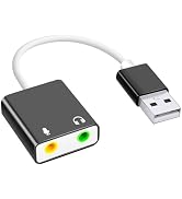 QAJOPFN USB Audio Adapter, External Sound Card for PC and Laptop,USB Microphone Adapter to 3.5mm(...