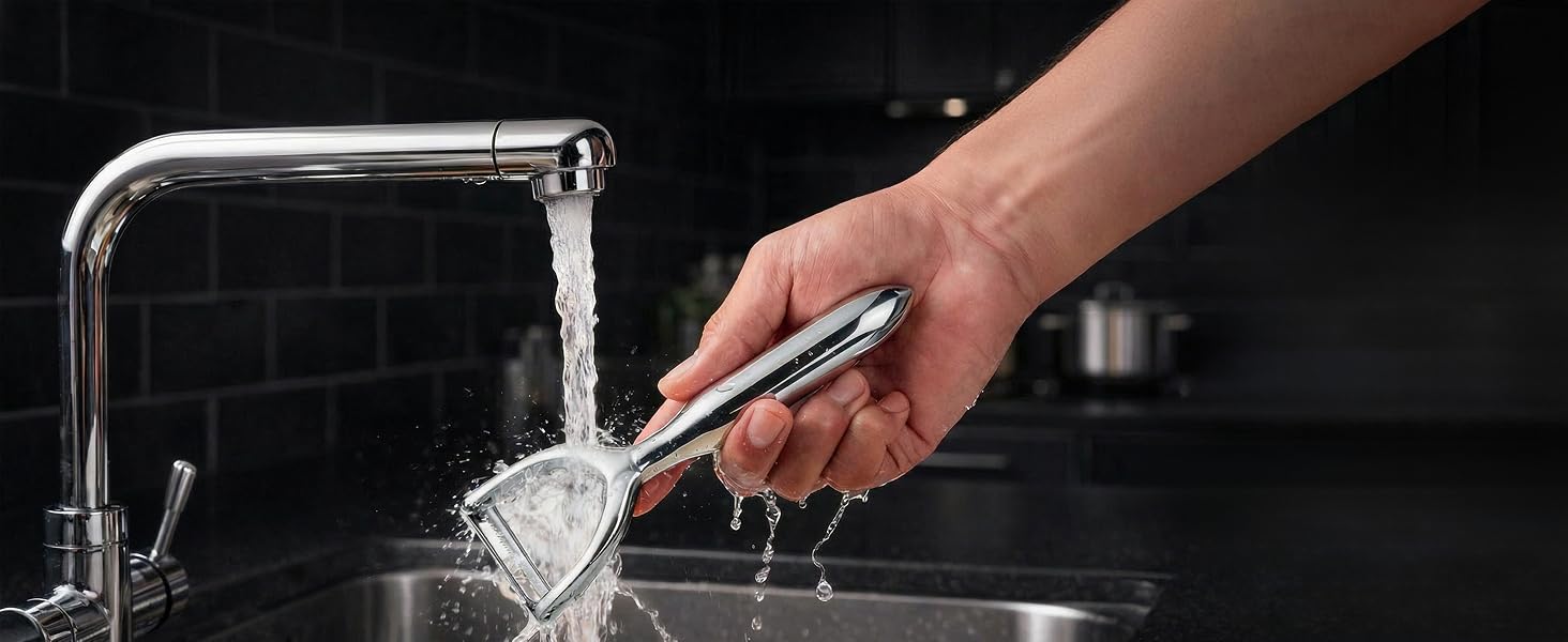 fruit peeler Simply rinse with water and wipe dry, or safely clean in the dishwasher