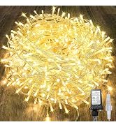 240LED 88Ft Connectable String Lights Indoor Outdoor Clear Wire | Warm White Christmas Lights | T...
