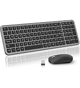 Wireless Keyboard and Mouse Combo, Slim Compact Full Size Flat Keyboard with Calculator Button, S...