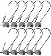 Reaction Tackle Stand-Up Shaky Head Jigs- for Bass Fishing with Size Stamped on Jig Heads (10-Pack)