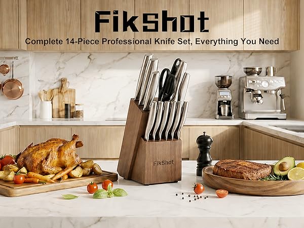 FIKSHOT Complete 14-Piece Professional Knife Set Everything You Need