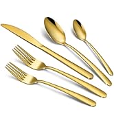 Hunnycook Gold Silverware Set - 20PCS Stainless Steel Silverware Set for 4, Includes Forks Spoons...