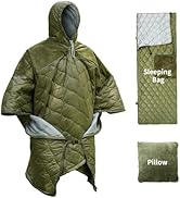 Travel Bird Sleeping Bag for Adult, Wearable Blanket Insulated Poncho Hooded, Sleepingbag Quilt f...