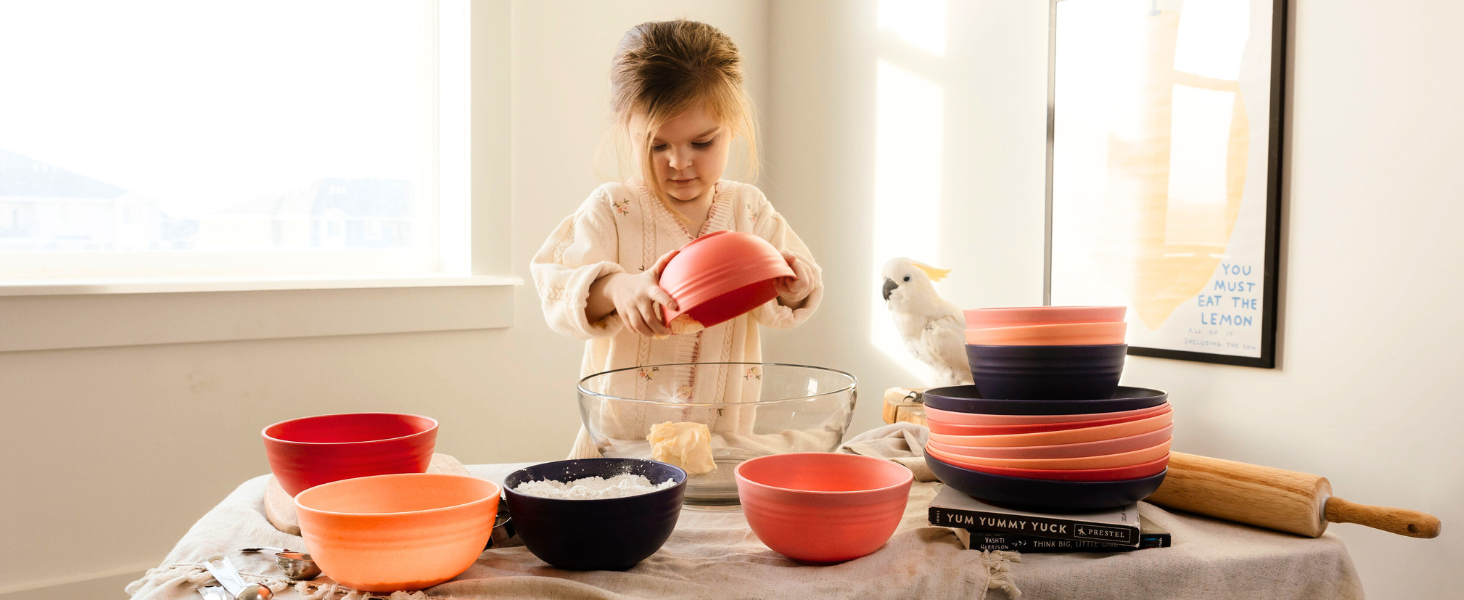 Pink Purple Kids Friendly Toddler Bowls Toddler Plates Peach Plates Cookie Plates Cute Plates