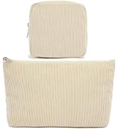 Fammart Corduroy Makeup Bag, Travel Cosmetic Bag Organizer Toiletry Bag Make Up Bags with Zipper ...