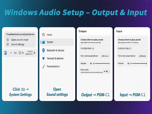 Windows Audio Setup -Output & Input