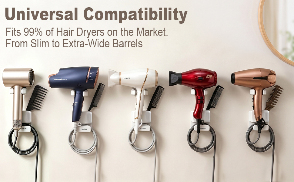 Hands Free Hair Dryer Holder Wall Mount