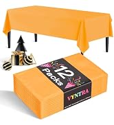 Vyntra 12 Pack Orange Plastic Tablecloths, Disposable Party Table Covers for Halloween, Thanksgiv...