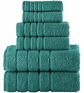 Elegant Comfort 4 Lines Viscose Stripe 6-Piece Premium Towel Set - 100% Turkish Cotton High Absor...