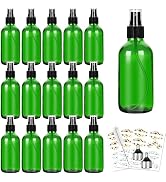 CycleMore 120ml 16 Pack 4oz Green Glass Spray Bottles with Fine Mist Sprayers, Glass Travel Bottl...