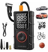 Tire Inflator Portable Air Compressor, 4000mAh & 150 PSI Cordless Portable Air Pump with Digital ...