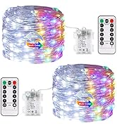 JMEXSUSS 2 Pack Color Changing Fairy Lights Battery Operated, 33ft 100 LED Color Changing Christm...