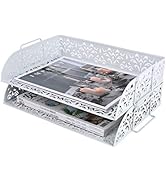 EasyPAG 2-Tier Stackable Desk Tray, Heavy-Duty Metal File Organizer - No Assembly, Space-Saving f...