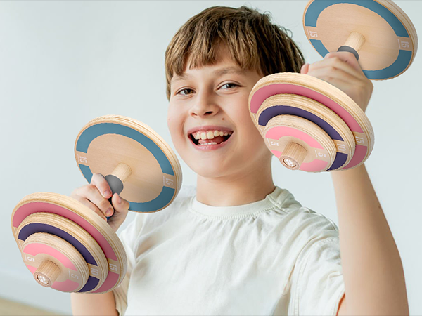 Kids Wooden Workout Play Weights
