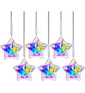 H&D HYALINE & DORA Set of 6 Crystal Stars Ornaments 1.8" Star Prisms Xmas Tree Decorations Crysta...