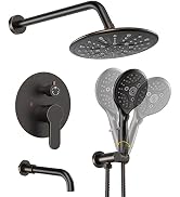 SunCleanse Oil Rubbed Bronze Shower System with Waterfall Tub Spout, Shower Faucet Sets Complete ...