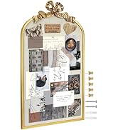 Umtiti 19" x 32" Vintage Arch Copper Frame Large Linen Bulletin Board with Bowknot for Wall Decor...