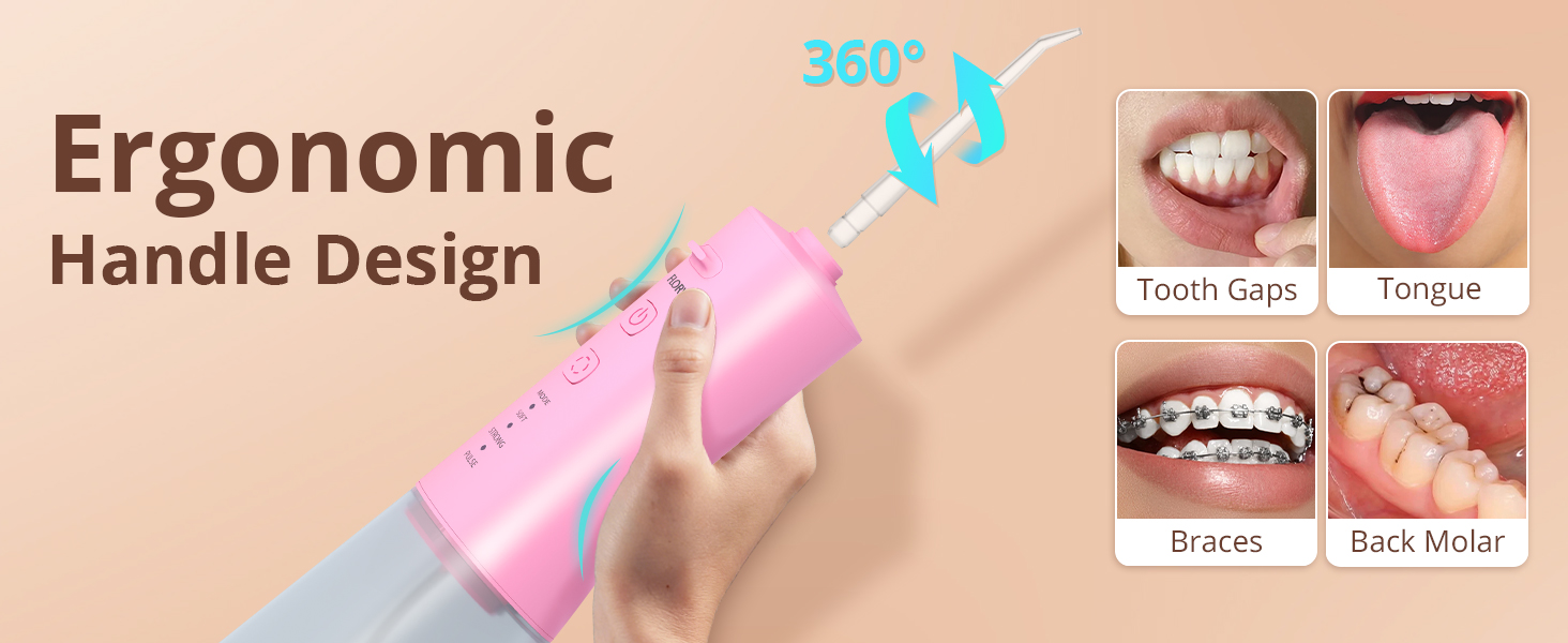 Rechargeable & IPX7 Waterproof, Travel Portable Dental Cleaner