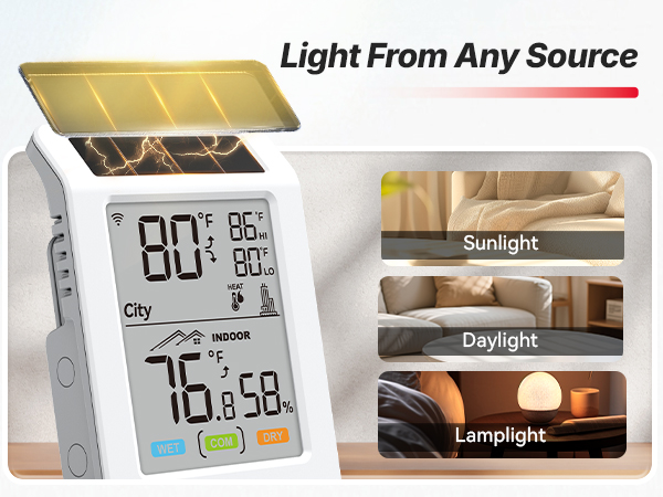 solar WiFi City WeatherThermometer