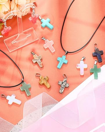 Natural stone cross pendant