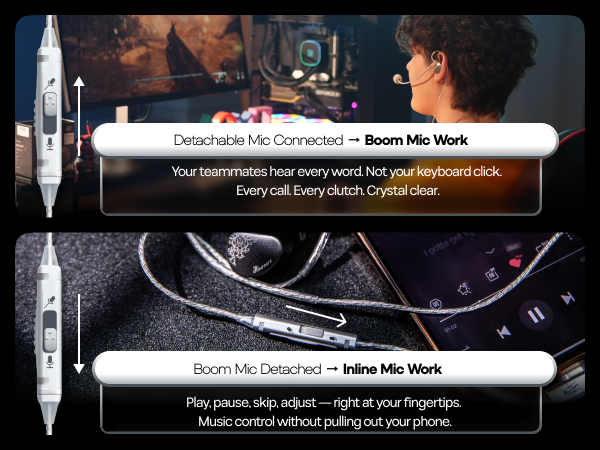 Kiwi Ears S-link IEM Cable with Boom Mic