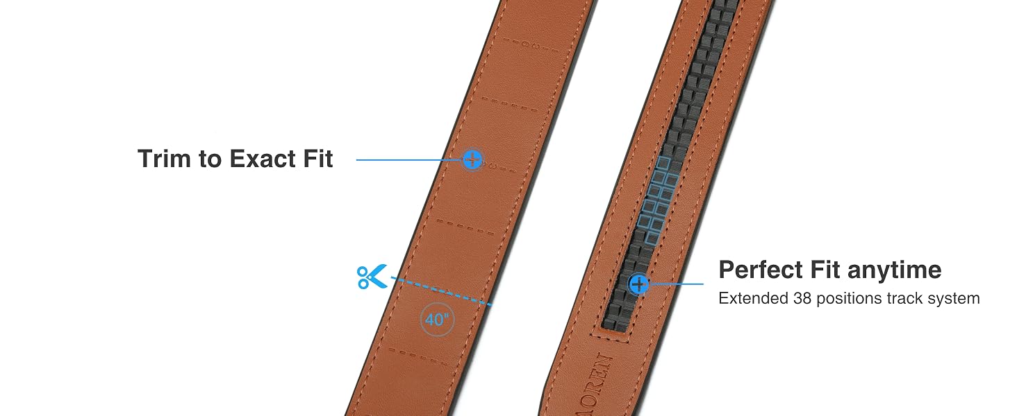 Perfect fit/custom fit/exact fit/trim to fit/one size fit all/comfort belt/comfort fit