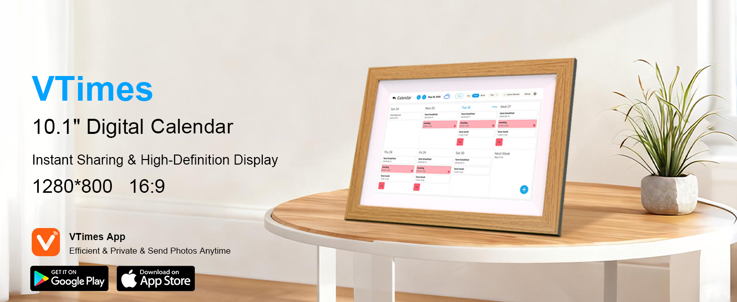 digital calendar white wood 5