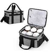 LoDrid Reusable 6 Cups Drink Carrier for Delivery with Bottom Padded Pad, Cup Holder Bag with Rem...