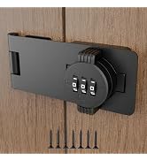 Keyless Combination Lock 3-Digit Combination Lock for Doors Twist Knob Hasp Latch Lock with Passw...