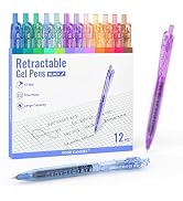Four Candies 12Pack 0.5mm Black Ink Quick Dry Retractable Gel Pen Set, Cute Transparent Pastel Fi...