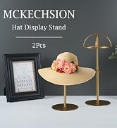 MCKECHSION Hat Display Stand 2PCS Stainless Steel Brushed Nickel Titanium Hat Stand Metal Golden ...