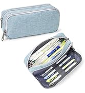 Della Gao Pencil Case Large Capacity Pencil Pouch for Adults (Light Blue)