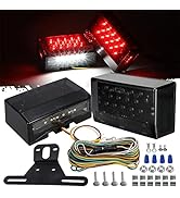 Partsam 12V LED Rectangular Trailer Light Kit, Sealed Rectangle IP68 Waterproof Truck Marine Boat...