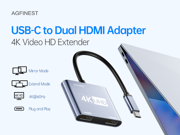 USB-C to Dual HDMI Adapter