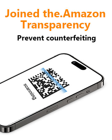 Text reads 'Joined the Transparency' and 'Prevent counterfeiting'. Image shows smartphone displaying QR code against white background.