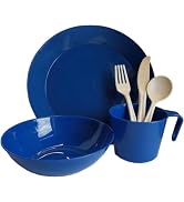 1-Person Camping Dish Table Set, Washable/Reusable Polypropylene Dinnerware Set for Camping and O...
