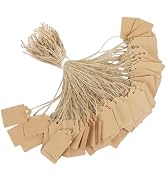 Uniclife 200 Pcs Price Tags with String Attached Writable Brown Kraft Paper Tags with Jute Twine ...