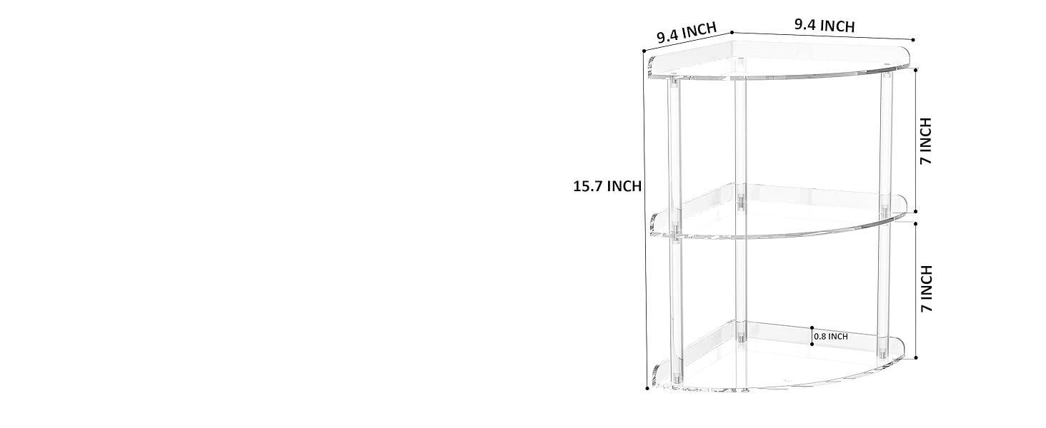 9.4x9.4x15.7 Inch corner shelf