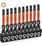 10-Pack T25 Torx Bits for Impact Driver- Torx Bit Set 2'' Long, Profession Star Bits Set, Magneti...