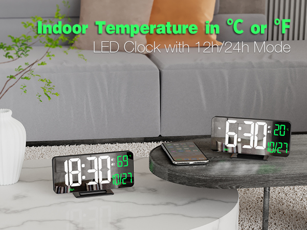 digital clock with temperature C and F
