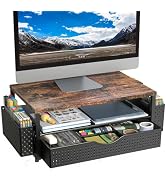 Spacrea Desk Organizer and Accessories, Computer Monitor Stand Riser with Drawer and 2 Pen Holder...