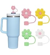Axlksia 4 Pcs Cute Straw Cover for Stanley Cup, 10mm Silicone Straw Topper for Stanley 40 oz & 30...