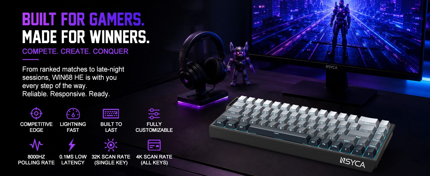 8000Hz polling rate mechanical keyboard with zero latency for competitive gaming keyboard