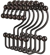 Amazer Shower Curtain Rings, Rust-Resistant Metal Double Shower Hooks for Curtain Rolling Shower ...