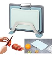 Sonhomay Chopping Board, Cutting Board Set of 3 with Holder, Plastic Cutting Boards for Kitchen w...