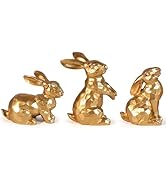 MicoSim Vintage Easter Decorations for Home, Spring Decor, Gold Rabbit Figurine, Bunny Statues, F...
