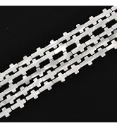 HAAMIIQII Natural White Mother of Pearl Shell Beads 8x12mm Cross Shape Semi Precious Stone Loose ...